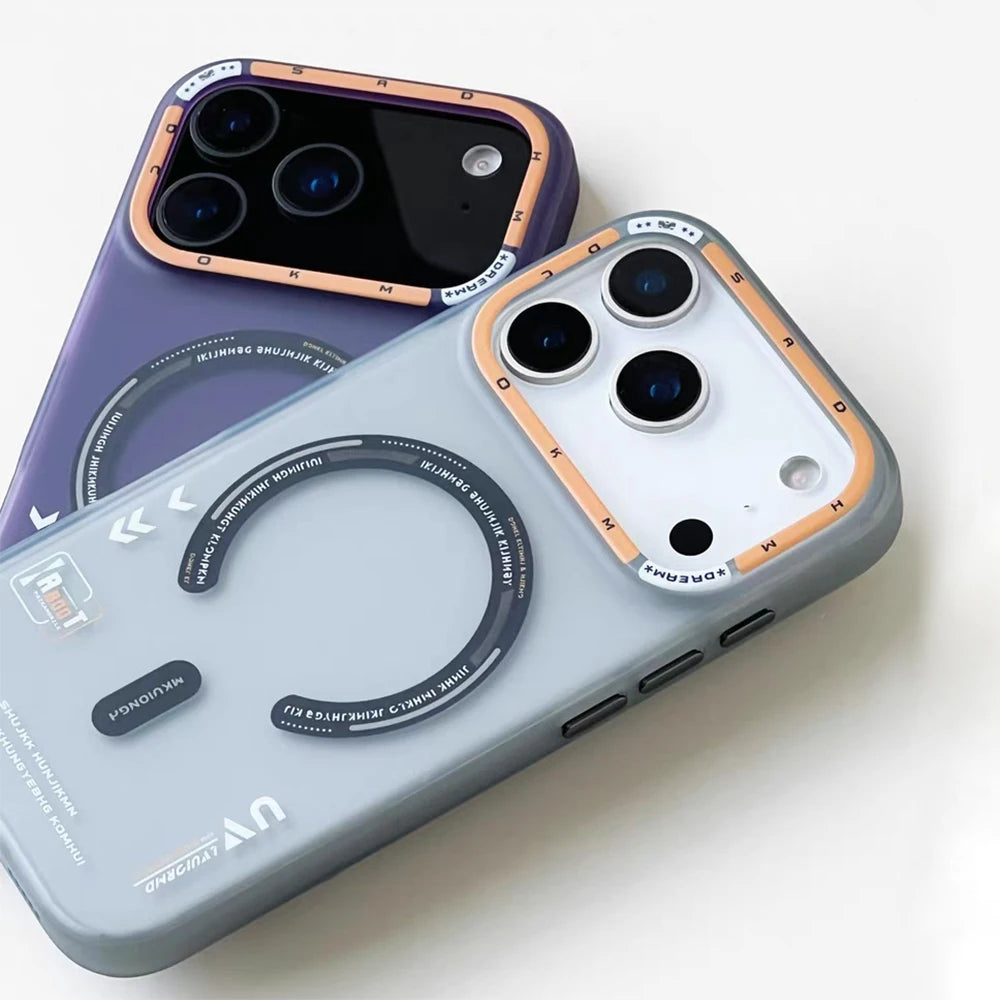 Matte Magnetic Phone Case For iPhone 17 Pro Max 17 Pro Magsafe Wireless Charge Frosted Back Metal Lens Frame Buttons Pc Cover