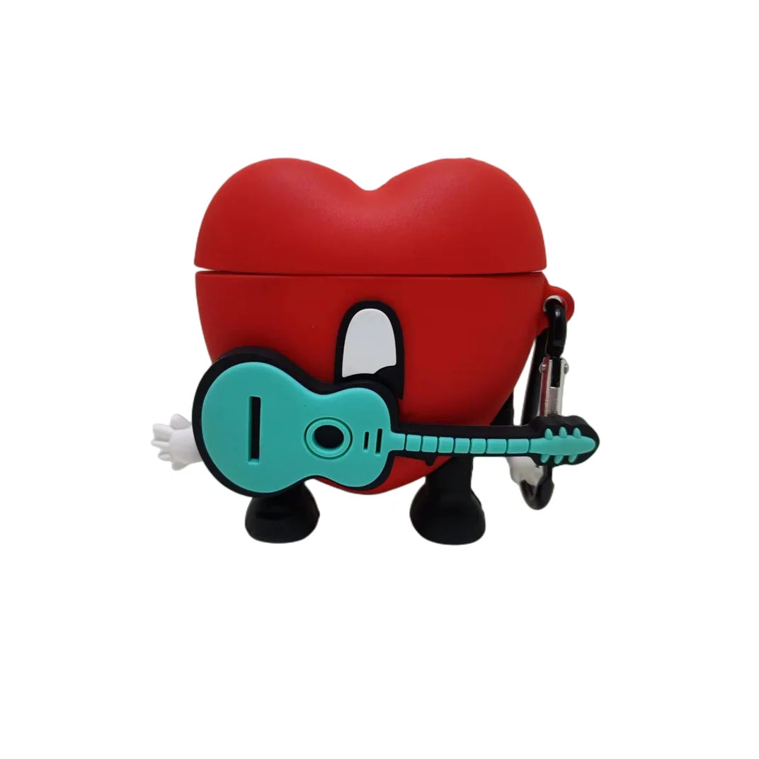 Cartoon Red Heart for Apple Airpods Pro 2 Wireless Earphone Protector for Airpods 1 2 3 Silicone Earphone Case with Keychain