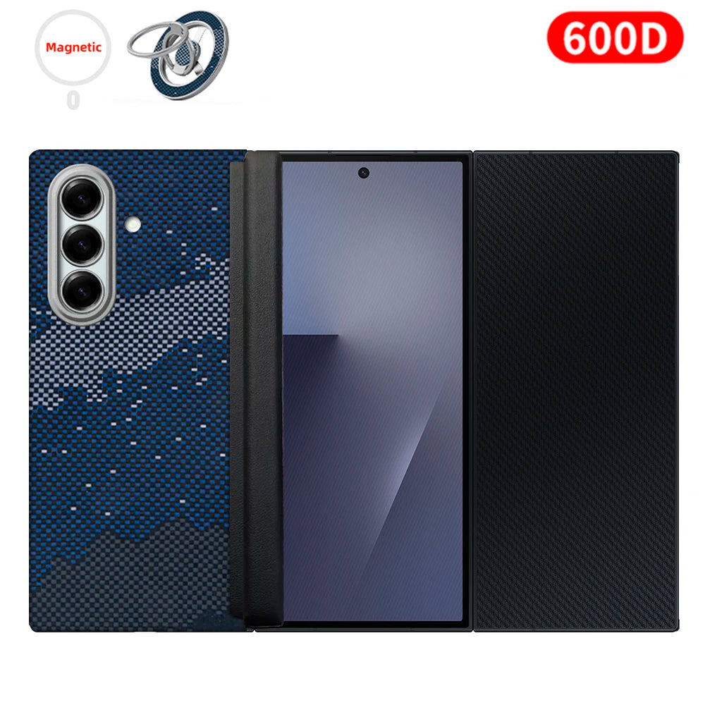 For samsung galaxy z trifold aramid case 600d kevlar carbon aramid fiber fabric thin hard cover magnetic balck Slim light premiu
