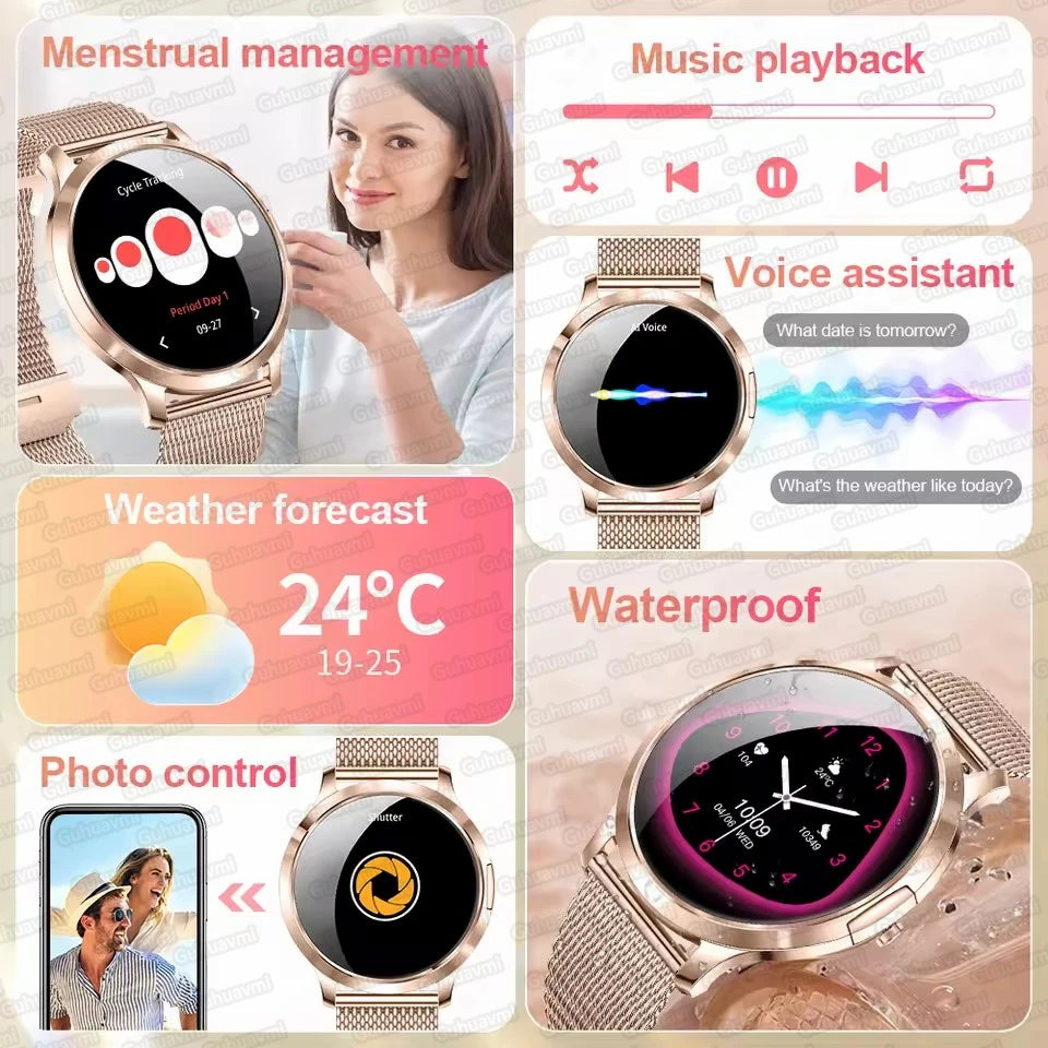 2025 New Smart Watch For Women Gift 1.32 Inch Full Touch Screen Sports Fitness Watches Bluetooth Calls Digital Smartwatch Ladies