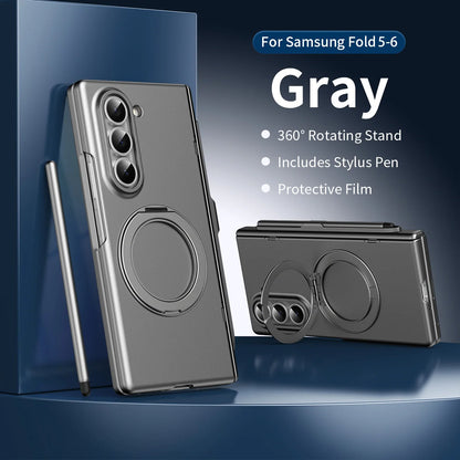 With Protector Glass For Samsung Galaxy Z Fold 7 6 5 4 3 TriFold Case Magnetic wireless charging Cover Shockproof Armor Film Pen