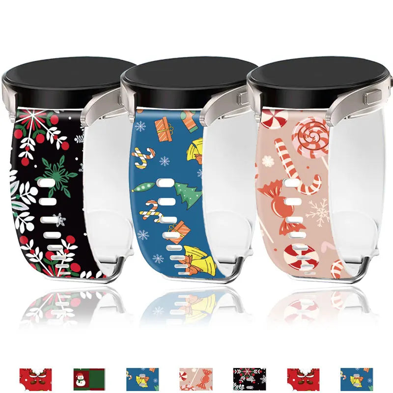 20 22mm Christmas Strap for Samsung Galaxy Watch FE 7 6 5 4 40mm 44mm/5 Pro/Watch 6 4 Classic Holiday Silicone Band for Active 2