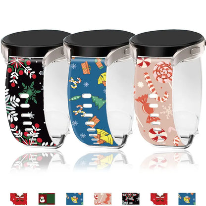 20 22mm Christmas Strap for Samsung Galaxy Watch FE 7 6 5 4 40mm 44mm/5 Pro/Watch 6 4 Classic Holiday Silicone Band for Active 2