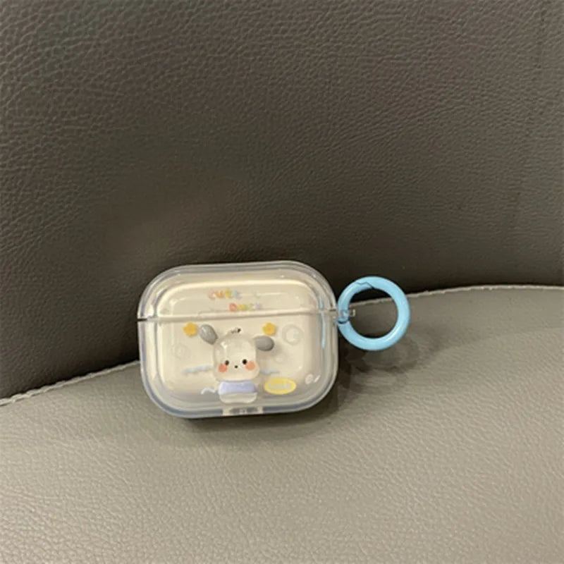Sanrio Pochacco Earphone Case for AirPods 4 1 2 3 Pro Cartoon Wireless Bluetooth Silicone Headphone Transparent Protective Cover