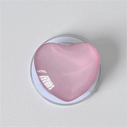 Korean Cute 3D Glass Love Heart For Magsafe Magnetic Phone Griptok Grip Tok Stand For iPhone Wireless Charging Holder Bracket