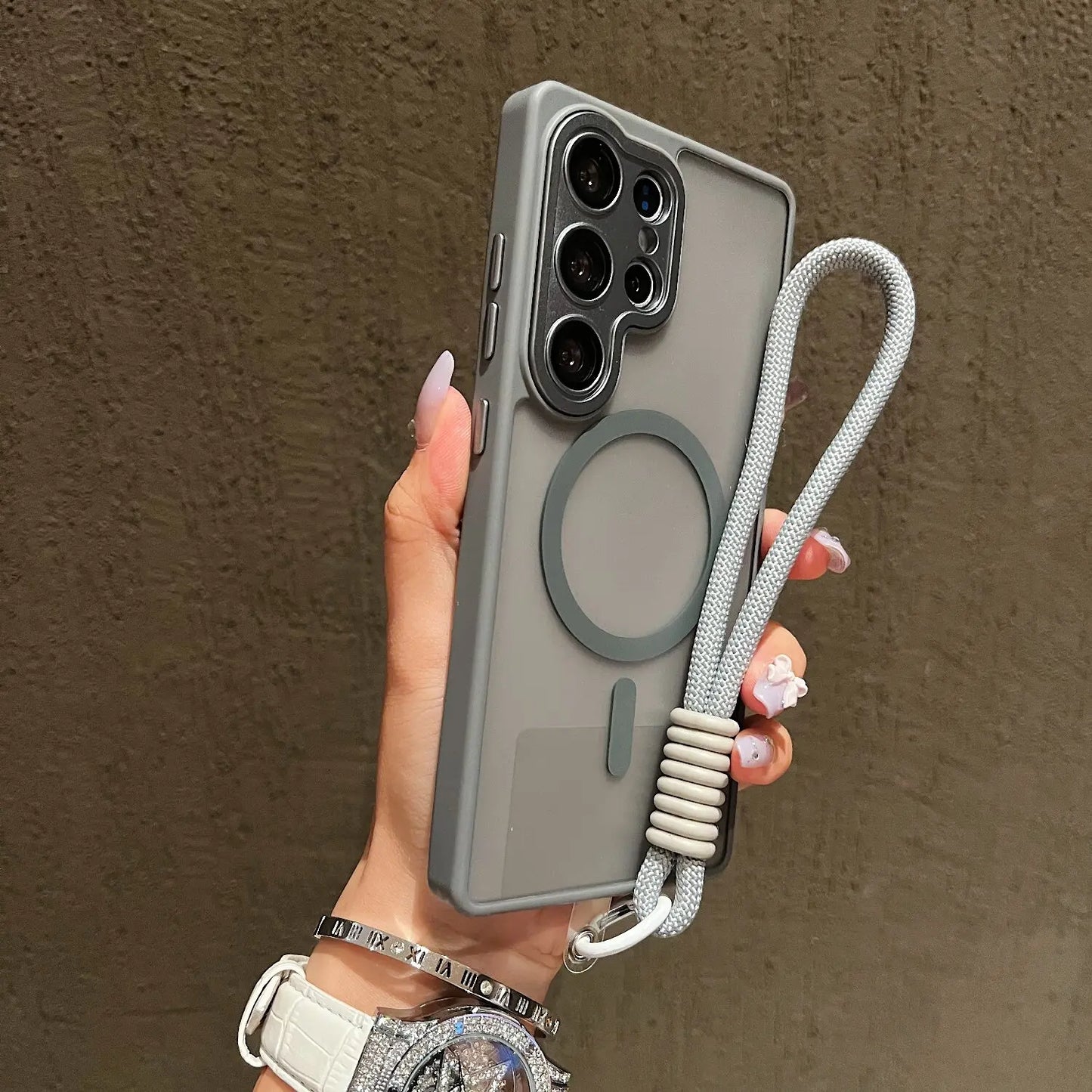 New Matte Translucent With Lanyard Shockproof Magnetic Cover for Samsung Galaxy S25 Edge S24 S23 Ultra Plus S24FE Magsafe Case