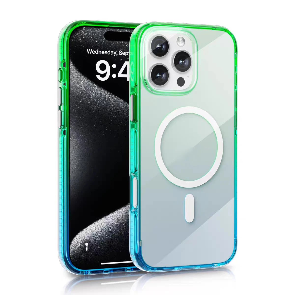 Luxury Color Gradients Transparent Magsafe Phone Case for IPhone 16 Pro 15 14 Pro Max Magnetic Wireless Charge Bumper Pc Cover