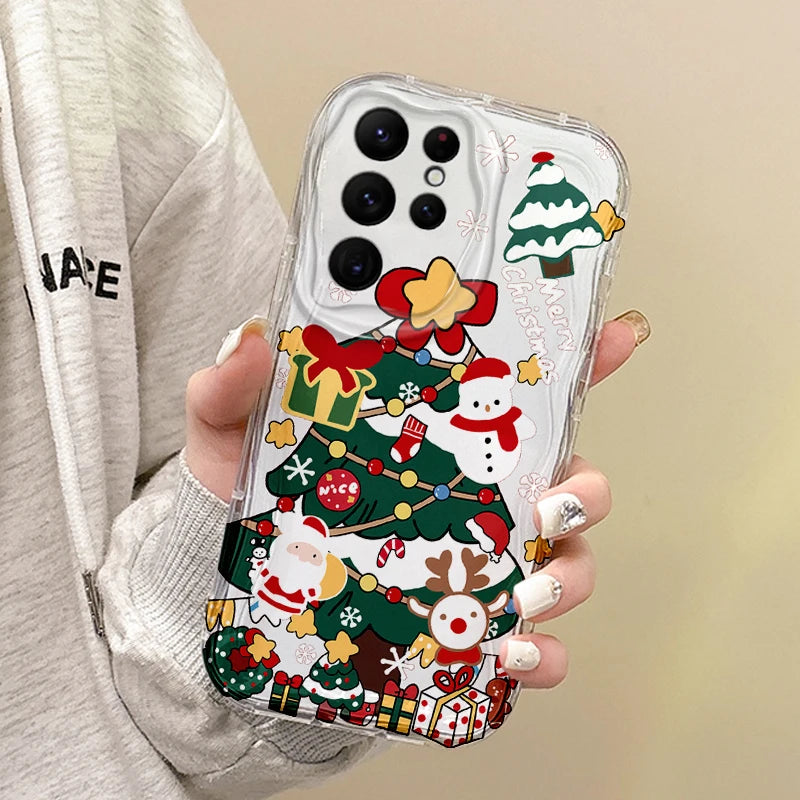 New Christmas Santa Claus Phone Case For Samsung Galaxy S25 S24 S23 S22 Ultra Plus S21 FE A73 A72 A55 A54 TPU Anti-Scratch Cover