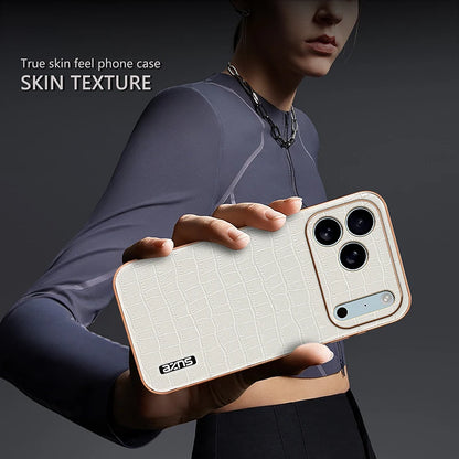 for iPhone 17 Pro Max 17 Pro Air Case 3D Crocodile Texture PU Leather Plating Bumper Full Camera Protector Soft Cover Shell