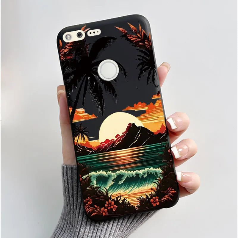 Case For Google Pixel 1 Soft Silicone Black Case For Google Pixel 1XL Elegant Style New Design Pattern Koi Dragon King Casing