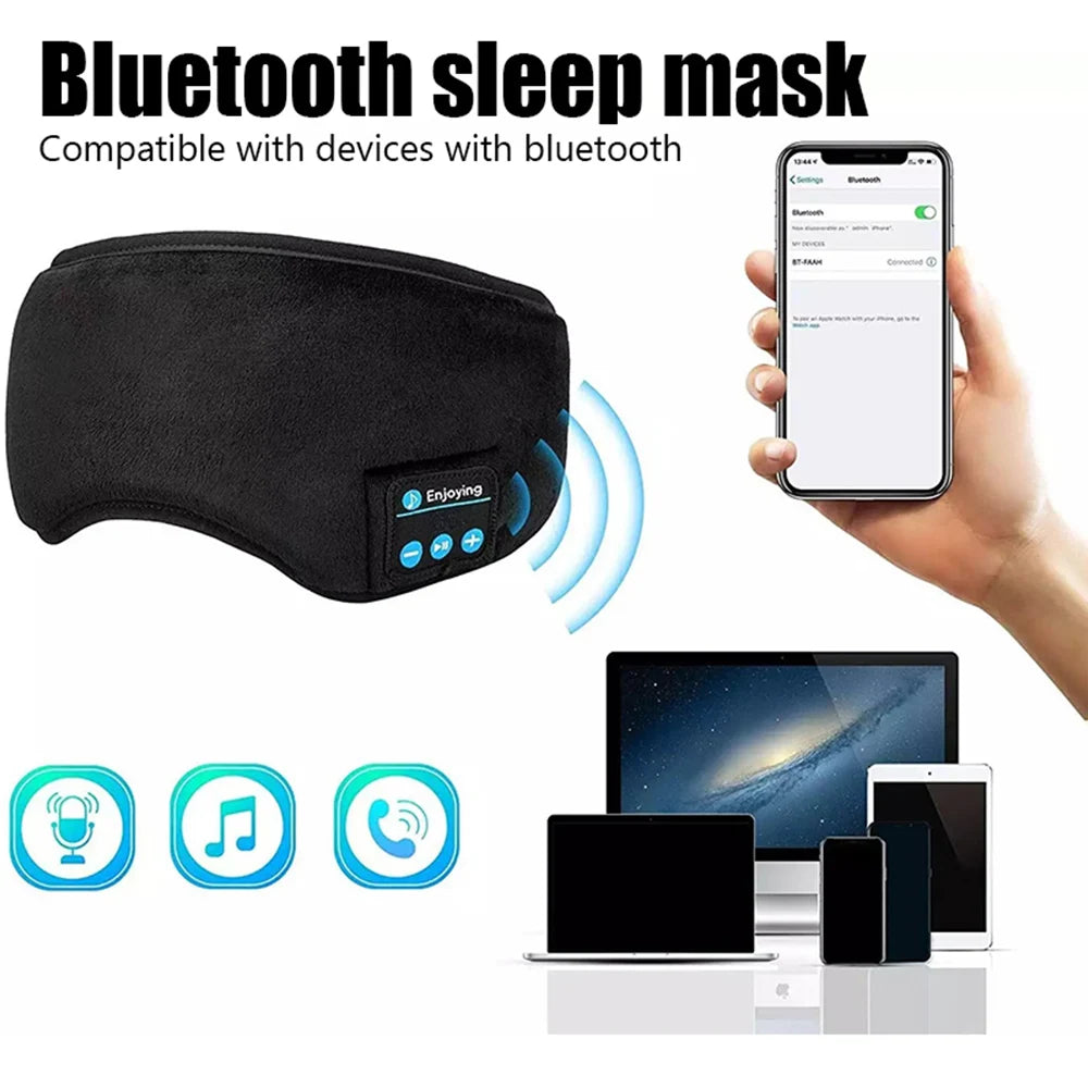 Fone Bluetooth Earphones Sports Sleeping Headband Elastic Wireless Headphones Music Eye Mask Wireless Bluetooth Headset Headband - covers4phones