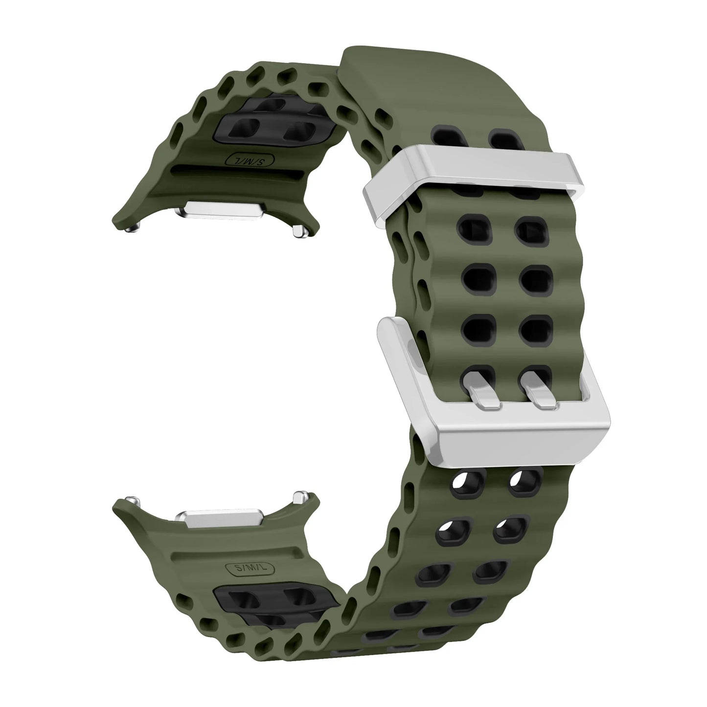 NEW Marine Silicone Strap For Samsung watch ultra 47mm Bracelet No Gaps Sport two-tone Band for Galaxy 7 ultra watchband straps