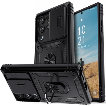 For Samsung Galaxy S25/S25+/S25 Ultra/S25 Edge/S24/S24 Plus/S24 Ultra/S24 FE Case Hybrid Kickstand Camera Protection Hard Cover
