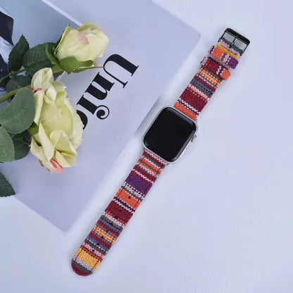 Christmas Exotic Style Fabric Straps For iWatch Band 8 7 SE 45mm 44mm 42mm Sports For Apple Watch 41mm 40mm 38mm Series 6 5 4 3