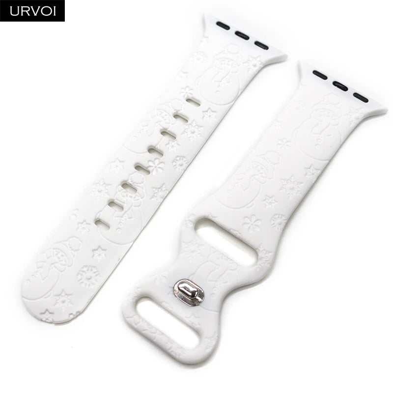 URVOI Christmas Sport Band for Apple Watch ultra 2 3 Series 11 10 9 8 Xmas tree silicone strap for iWatch Santa red green white