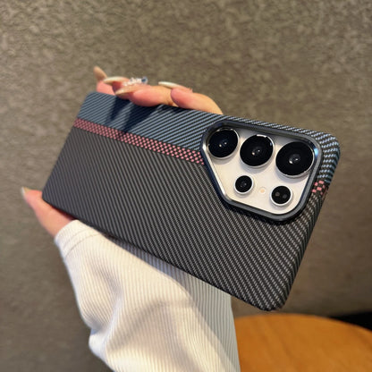Mountain Carbon Fiber Kevlar Pattern Plastic Case For Samsung S25 S24 S23 Ultra Plus For Magsafe Magnetic Wireless Charge Cover