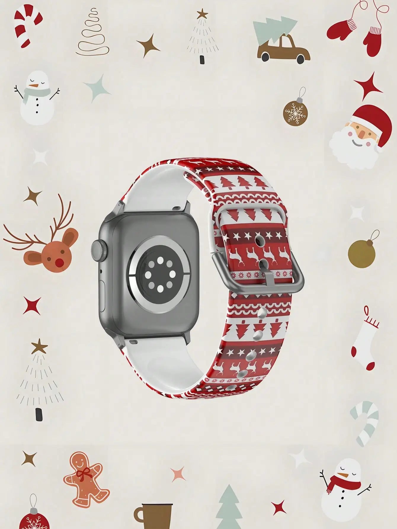 Christmas Red Candy Design For Apple Watch Band 42mm 41mm 40mm 44mm 45-38mm Retro iwatch Series 8 7 SE 3-6 9 10 11 Ultra 3 49mm