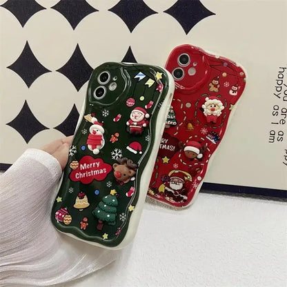 3D Santa Claus Elk Christmas Tree Case For Samsung Galaxy S25 Ultra S24 S23 S22 Plus s24fe A56 A36 A26 A07 A17 A55 A35 Cover