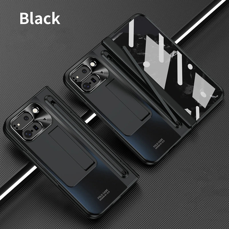 For Google Pixel 10 9 Pro Fold Case With Hinge Protection & Stylus Pen & Foldable Bracket & Screen Protector Phone Cover Shell