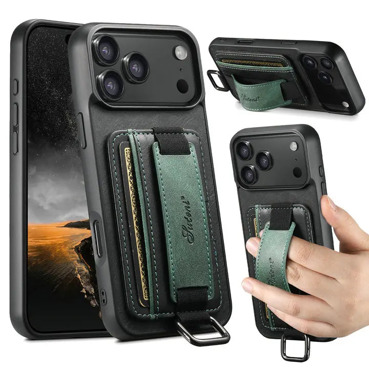 Luxury Case For iPhone 17 Pro Max 5G 2025 Wrist strap Leather Card Stand Funda For iPhone 17 Air Back Cover iPhone17 Pro Etui
