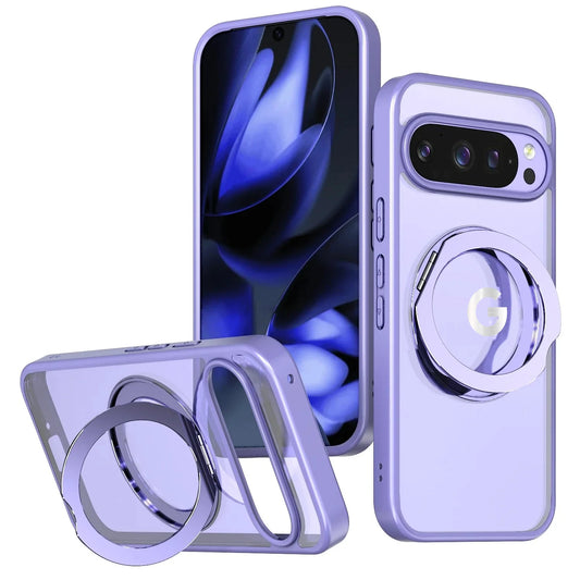 Heavy Armor Design Magnetic 360° Rotable Fold Bracket Case For Google Pixel 10A 9 A Pro XL PC+TPU Enhance Anti-drop Rugged Cover