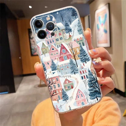 Winter Christmas Snowflake Phone Case Carcasa Funda For iPhone 17 Pro Max Air 17 16 15 14 13 Pro Max 15 16 Pro 16E Case