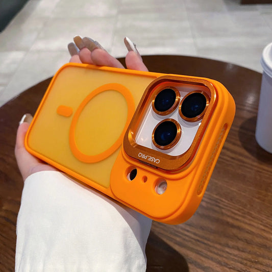Matte Translucent lens holder film Magnetic Case For IPhone 17 Air 16 14 13 15 12 11 Pro Max Plus Magsafe Armor Shockproof Cover