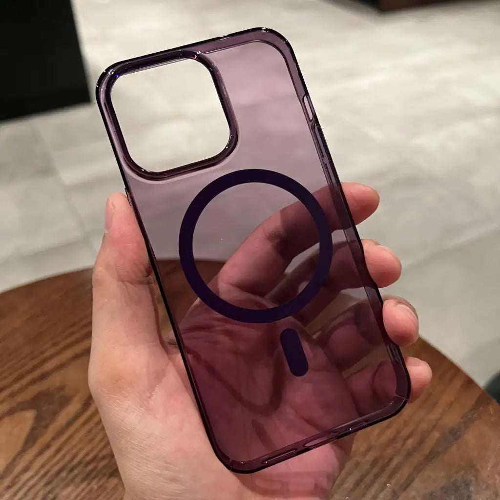 Ultra Thin Transparent Hard PC Case for iPhone 16 15 14 Plus 13 12 11 Pro Max For Magsafe Wireless Charge Magnetic Clear Cover