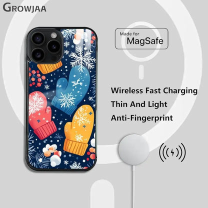 Christmas Gloves phone case for iPhone 17 16 15 14 13 12 11 Pro Max Plus Mini Magsafe Magnetic Wireless Mirror Funda