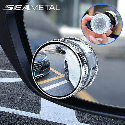 SEAMETAL Car Rearview Sucker Mirrors 360 Blind Spot Mirror Adjustable Round Frame Wide-angle Rearview Auxiliary Convex Mirror