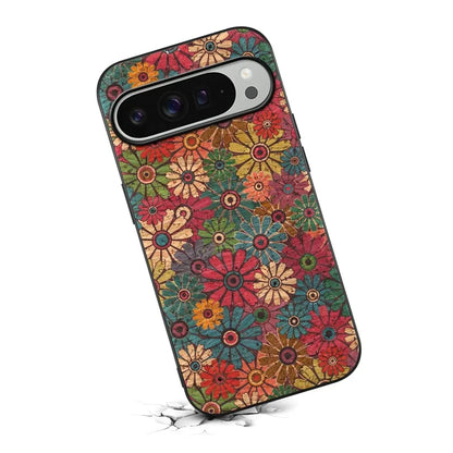 Shockproof European Floral Irregular Pattern Leather Back Case for Google Pixel 6 7 8 9 10 10A 10Pro 10ProXL