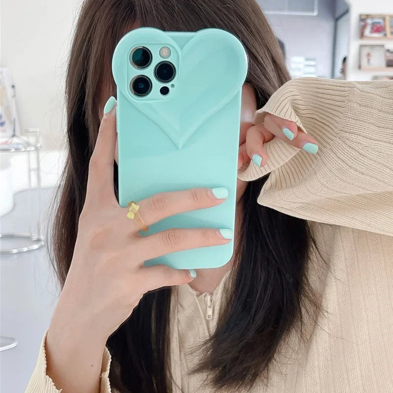 Love Heart Protect Lens Phone Cases For IPhone 16 15 14 13 12 11 Pro Xs Max XR 7 8 Plus SE2/SE3 TPU Shockproof Back Cover