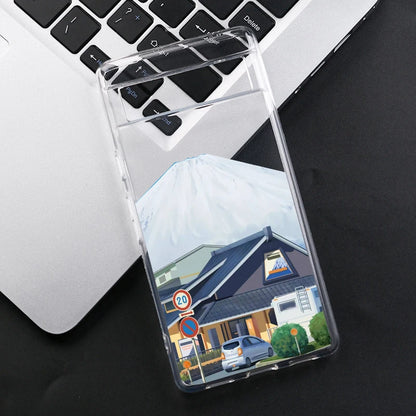 Japan Anime Fuji Mountain Landscape Phone Case For Google Pixel 8A 9 Pro XL 8 Pro 6A 6 7 10 Scenery Clear Soft TPU Cover Fundas