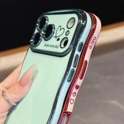 Luxury Plating Love Heart Wavy Border Phone Case For iPhone 17 16 15 14 13 12 11 Pro Max Plus 16E Air Shockproof Bumper Cover