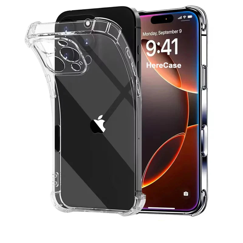 Transparent Silicone Soft Shockproof Case For iPhone 11 12 13 14 Pro Max 15 16 17 Plus 16e 17 AIR 12 Mini I17 i 17 5G Back Cover