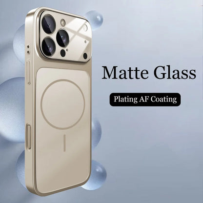 Glass Nano Matte Case For iPhone 17 Pro Max 17Air 17Pro 16 15 14 13 Pro Max Cover Magnetic Wireless Charge Armor Funda