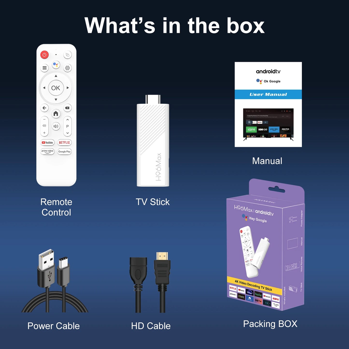 Android TV Stick H96 Max H313 TV Stick Google Voice Assistant TV Box Wifi6 BT5.0 Ultra HD 4K Streaming TV Stick 2GB 16GB