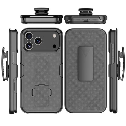 Fit iPhone 17 Pro Kickstand Phone Case, ShockProof Heavy Duty Armour Tough Stand Case With Belt Clip For iPhone 17 Pro Max 6.9"
