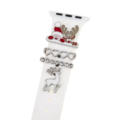 3PCS Christmas Strap Decoration Santa Elk Strap Decorative Tack Creative Smart Watch Silicone Strap Accessories for Apple Watch