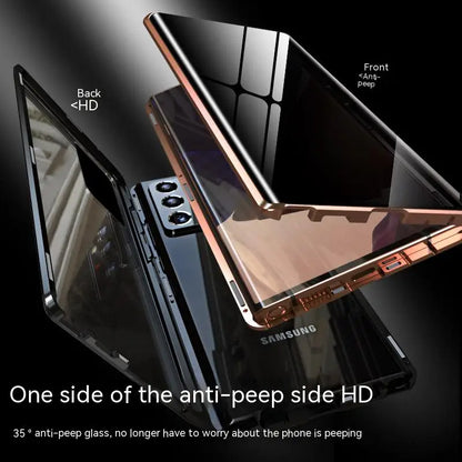 For Samsung Galaxy S23 24 22 25Ultra Case 360°Screen Sealed Anti peeping privacy sunglasses glass Metal Magnetic Ultrathin cover