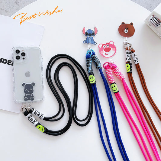 New colorful woven cartoon lanyard mobile phone lanyard wrist strap Crossbody rope anti-loss rope key bag multi-purpose lanyard