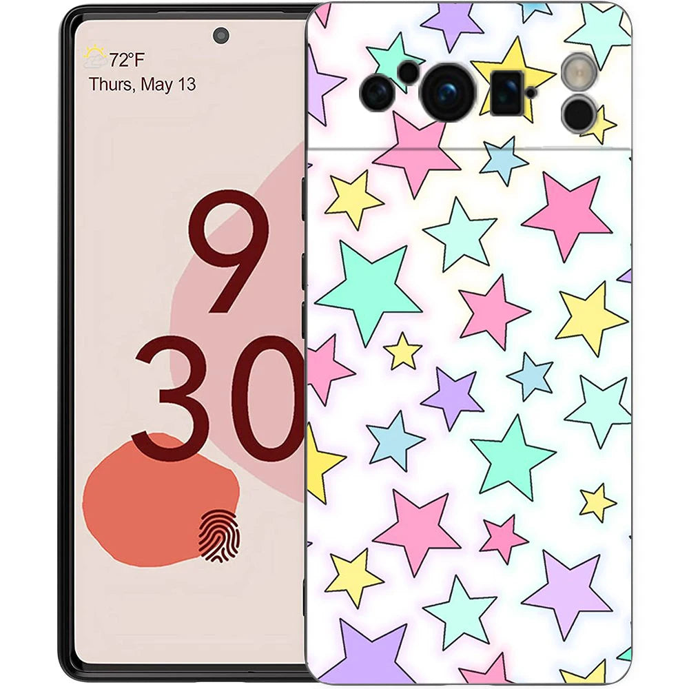 Star Art Phone Case For Google pixel 9 8 7 6 Pro 8A 6A 7A 5G Silicone Shockproof Black Cover Fundas