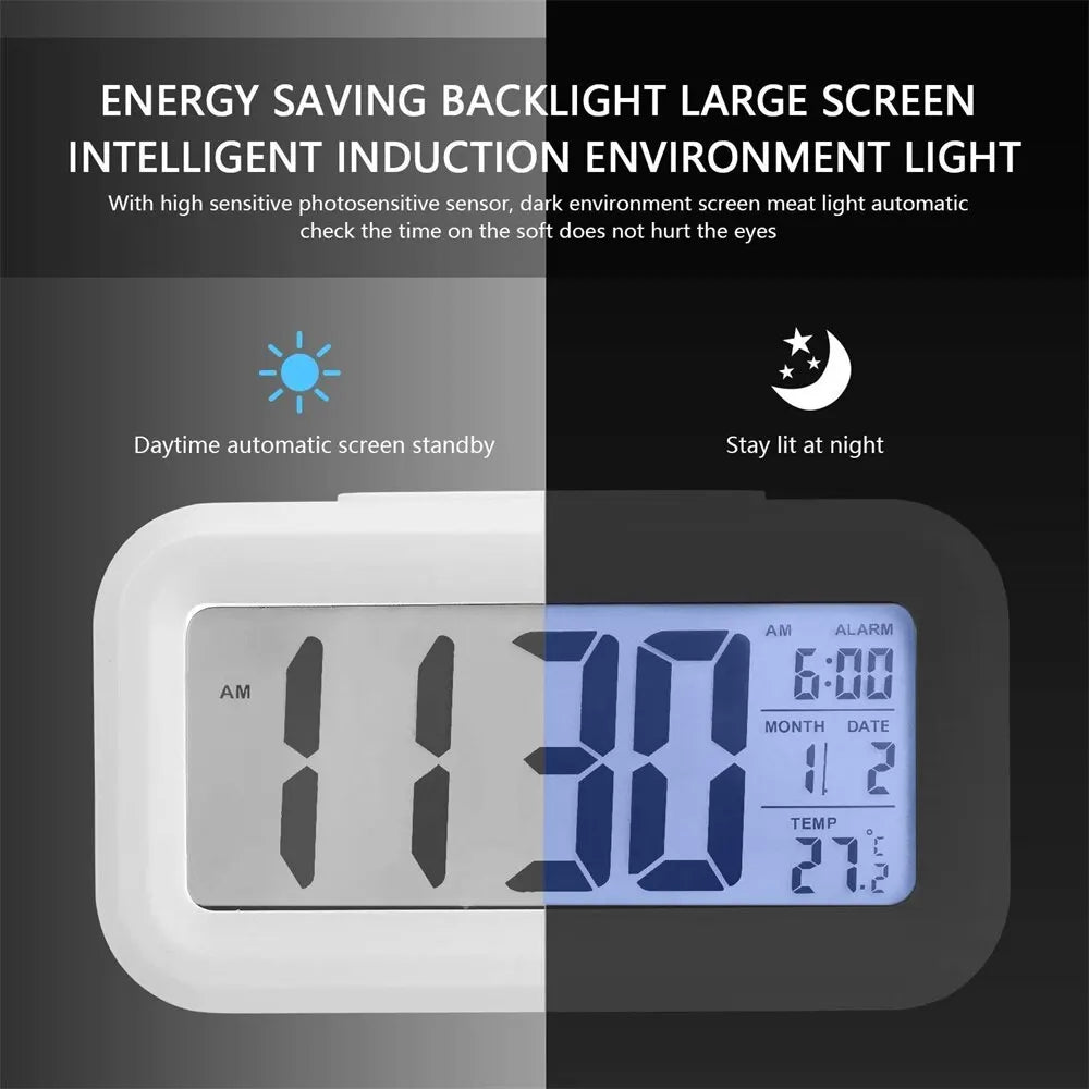 LED Digital Alarm Clock Backlight Snooze Data Time Calendar Desktop Multifunction Electronic Backlight Table Clock - covers4phones