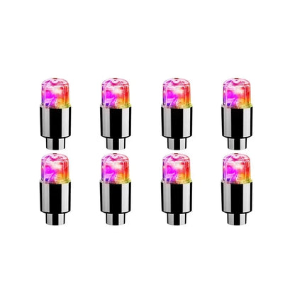 2/4/8Pcs Colorful LED Wheel Lights Car Tire Valve Caps Neon Light Universal Motorcycle Bicycle Valve Cover Auto Accessories