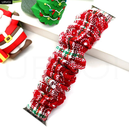 URVOI Band for Apple Watch Series 11 10 9 8 7 SE 3 Nylon loop Elastic Hairband Strap for iWatch Xmas gift red Christmas bowknot
