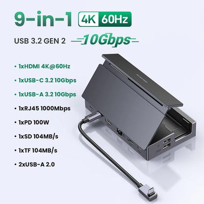 UGREEN 4K60Hz HDMI USB C HUB Docking Station for Steam Deck Type-C to RJ45 PD100W 10Gbps USB-A/C for iPad ROG Ally Legion Go PC