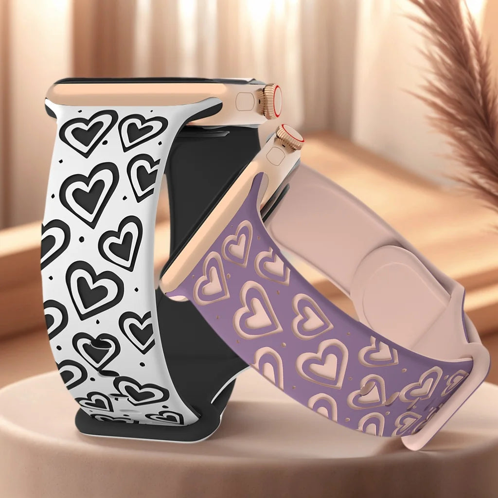 Engraved Band for Apple Watch 40mm 41mm 42mm 44mm 45mm 46mm 49mm Soft Silicone Wrist Strap iWatch SE Series 10 9 8 7 6 5 4 Ultra