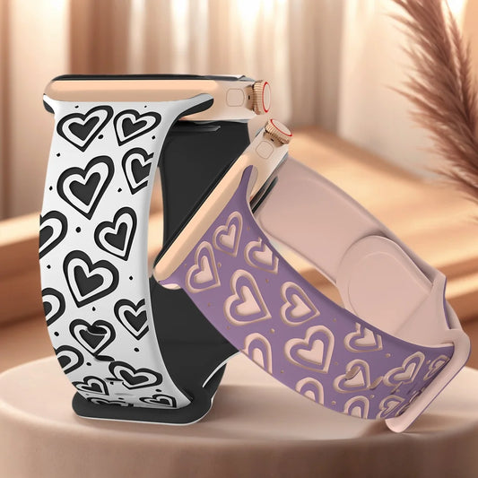 Engraved Band for Apple Watch 40mm 41mm 42mm 44mm 45mm 46mm 49mm Soft Silicone Wrist Strap iWatch SE Series 10 9 8 7 6 5 4 Ultra