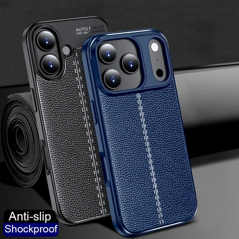Business Soft Silicone Leather Texture Style Phone Case for IPhone 17 Air Pro Max 17Pro Anti-Fingerprint Protection Back Cover