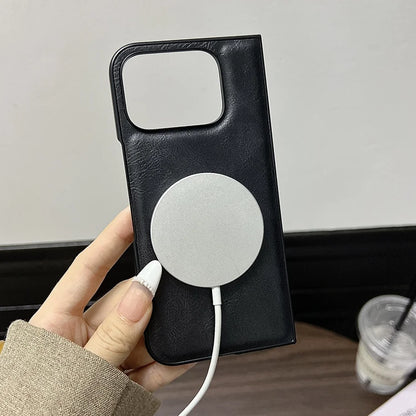 Business Leather Magsafe Case For Google Pixel 9 Pro Fold Wireless Charging Skin Feeling Soft Shockroof Luxury Phone Cover